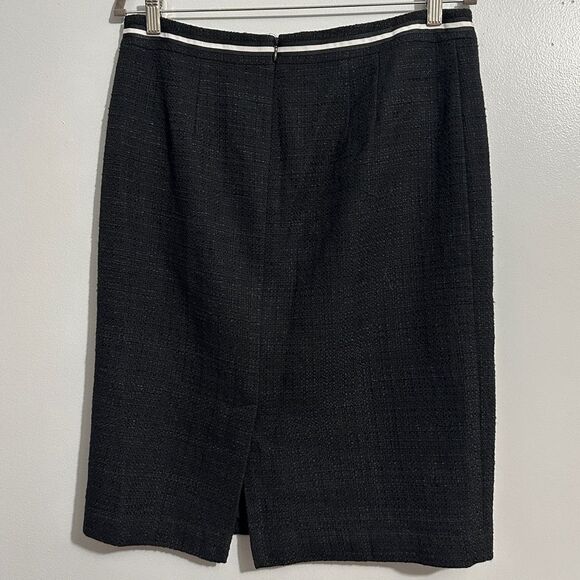 Talbots Black Pencil Skirt Unique Front Buttons Slit In Back size 10 - Picture 2 of 7